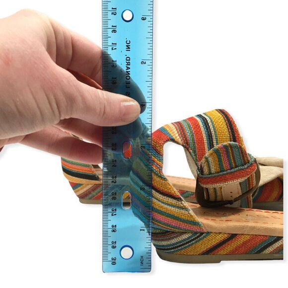 Rampage Low Wedge Sandal Size 9 Colorful Fabric Ankle Strap Darling - Picture 8 of 12